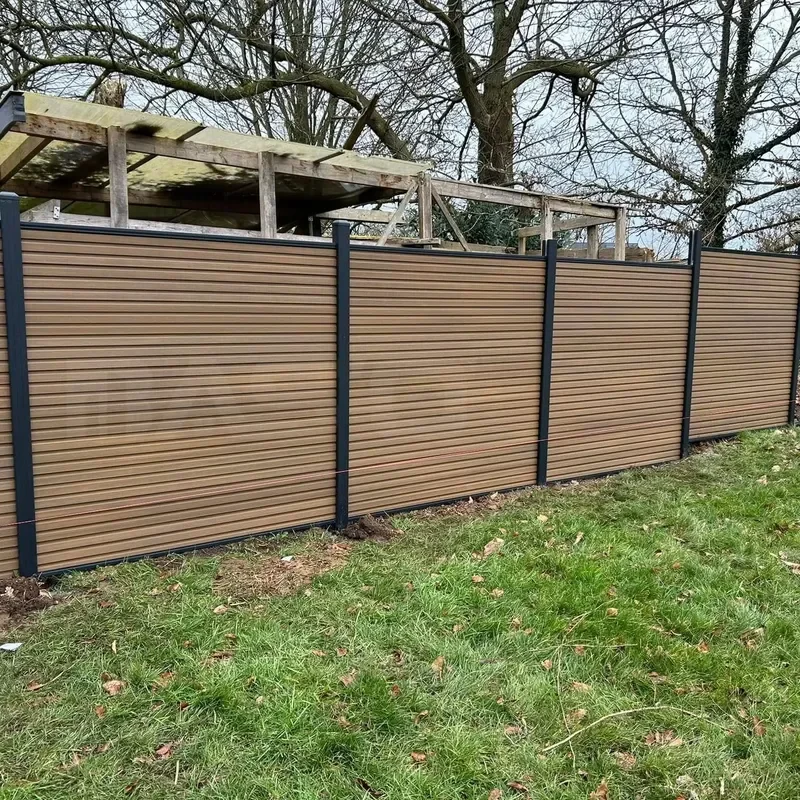 New Metal Fence Panels Aluminum WPC Wood Plastic Composite Panel for House Garden Fencing Pressure Treated Wood Type Nature