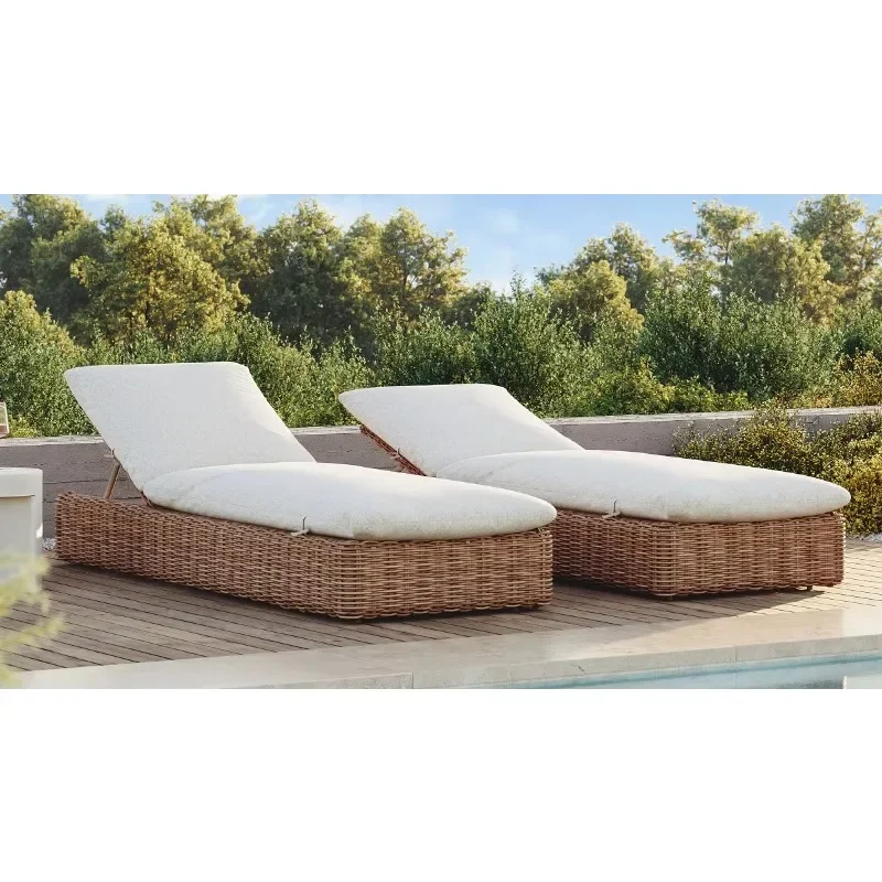 Factory Direct 2026 Beach Poolside Adjustable Back Rattan Sun Lounger Bed Portable Outdoor Furniture  Aluminum Frame Leisure Sun