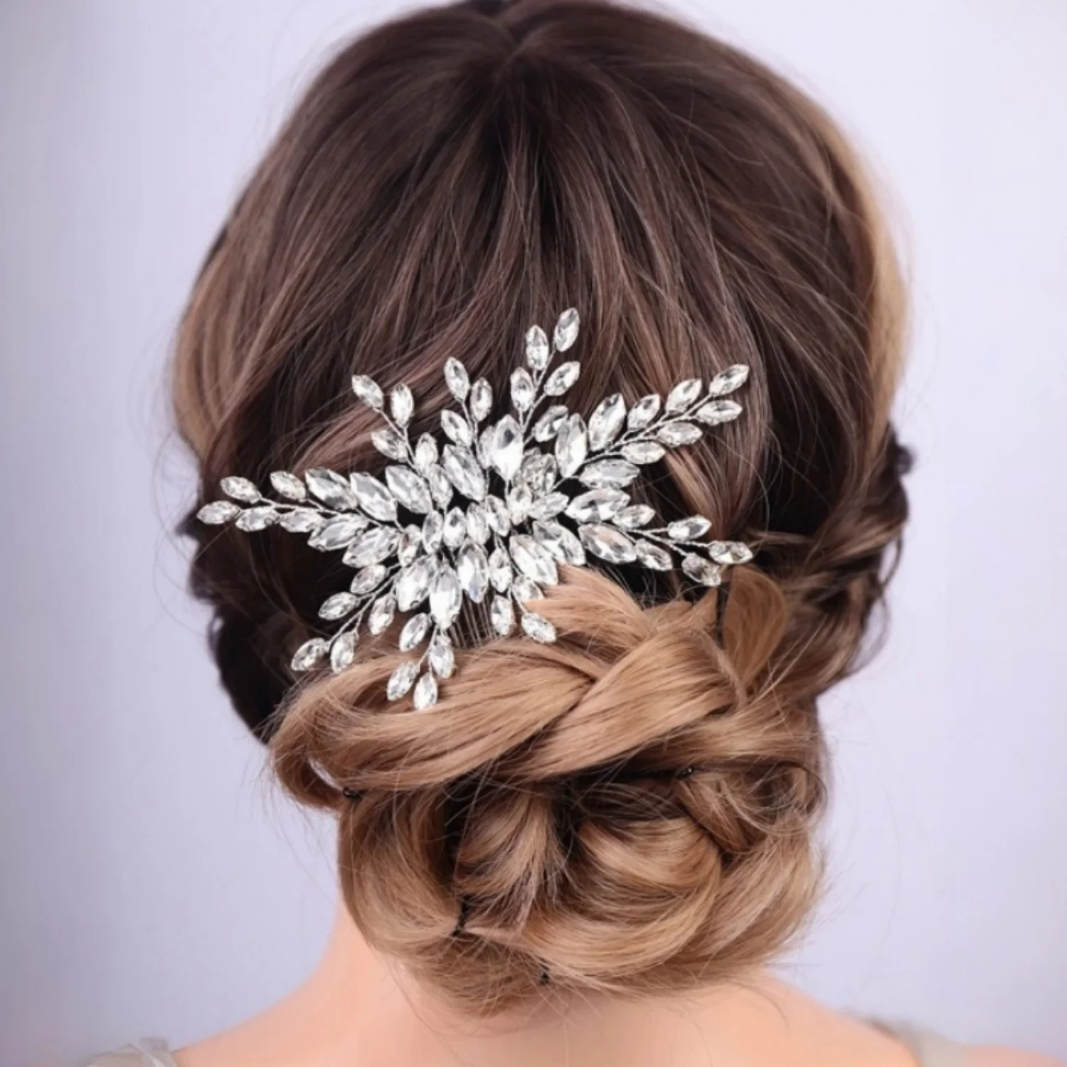 Handmade Fashion Crystal Leaf Hair Comb Clip Rhinestone Hairpin Bridal Wedding Hair Accessories Jewelry Hair Comb Clip Hairpin