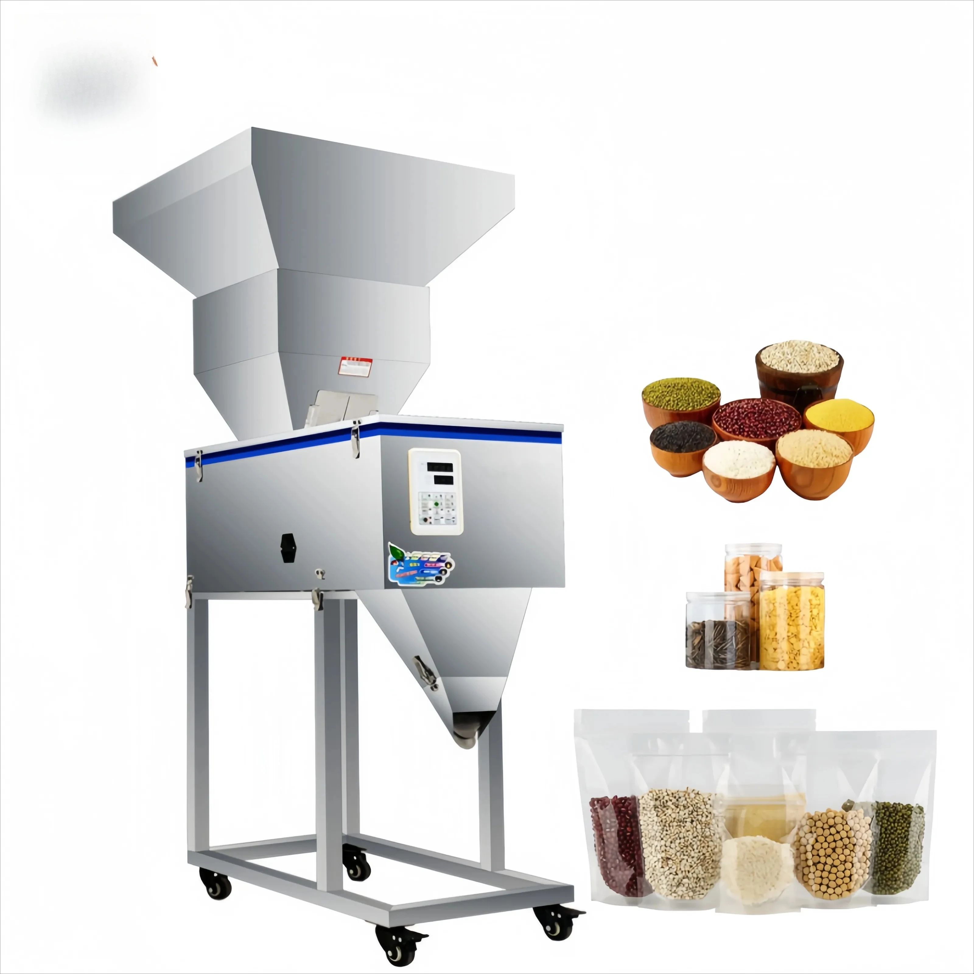 High quality 100-3000g semi-automatic granule/powder/rice/coffee/spice weighing filling machine with large funnel