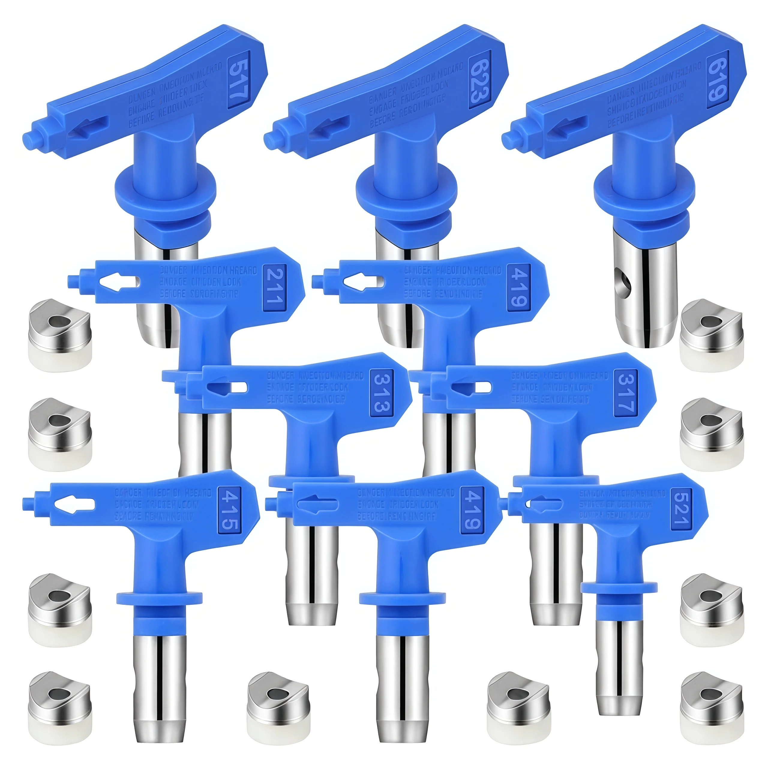 10個入りリバーシブルエアレスペイントスプレーヤーチップ（シール付き）、ペイントスプレーガン用ユニバーサルスプレーノズルキット、塗装アクセサリー