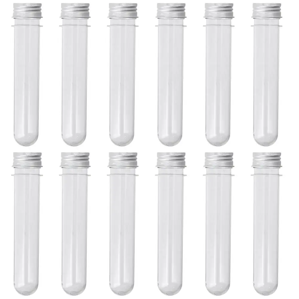 12Pcs Clear Plastic Test Tubes 25x140mm 45ml Tube Vials Science Party Test Tubes Scientific Experiments, Party Decoration
