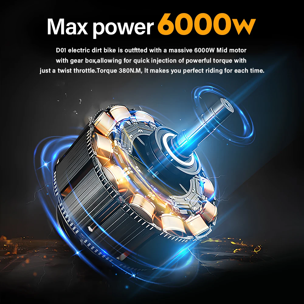 Cheerdmoto-Motor eléctrico de tracción media para moto de cross, 72V/30AH/6000W, frenos hidráulicos para motocicleta eléctrica