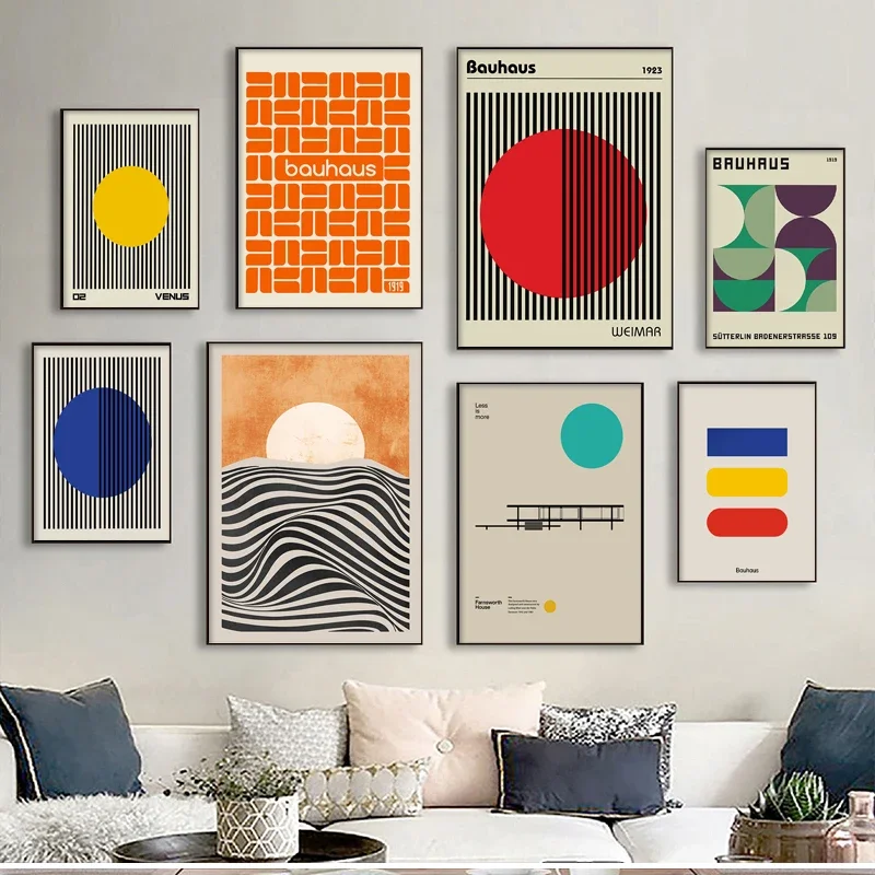 Scandinavian Abstract Wall Art Bauhaus Exhibition Geometry HD Canvas Poster Prints Home Bedroom Living Room Decoration