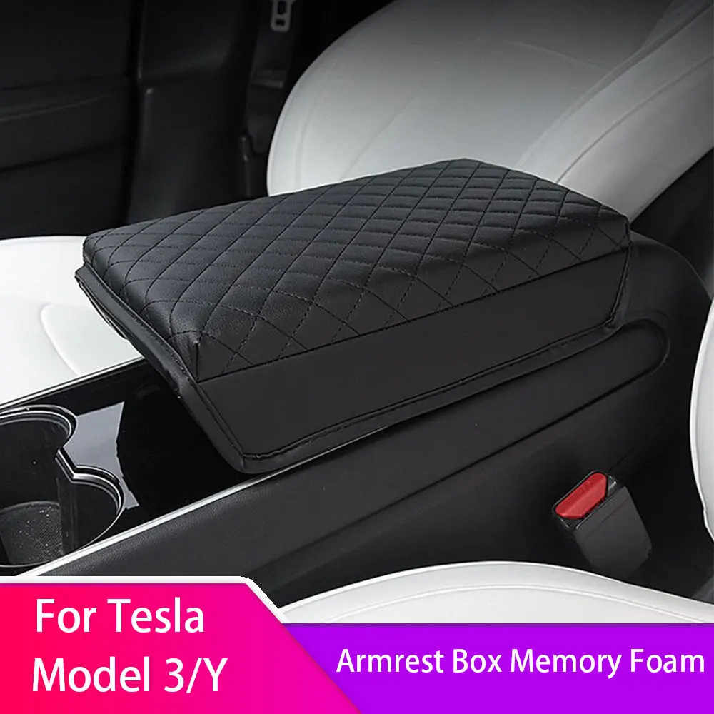 

For Tesla Model 3 Y 2017-2023 Armrest Box Leather Cover Memory Foam Armrest Pad Interior Modification Accessories