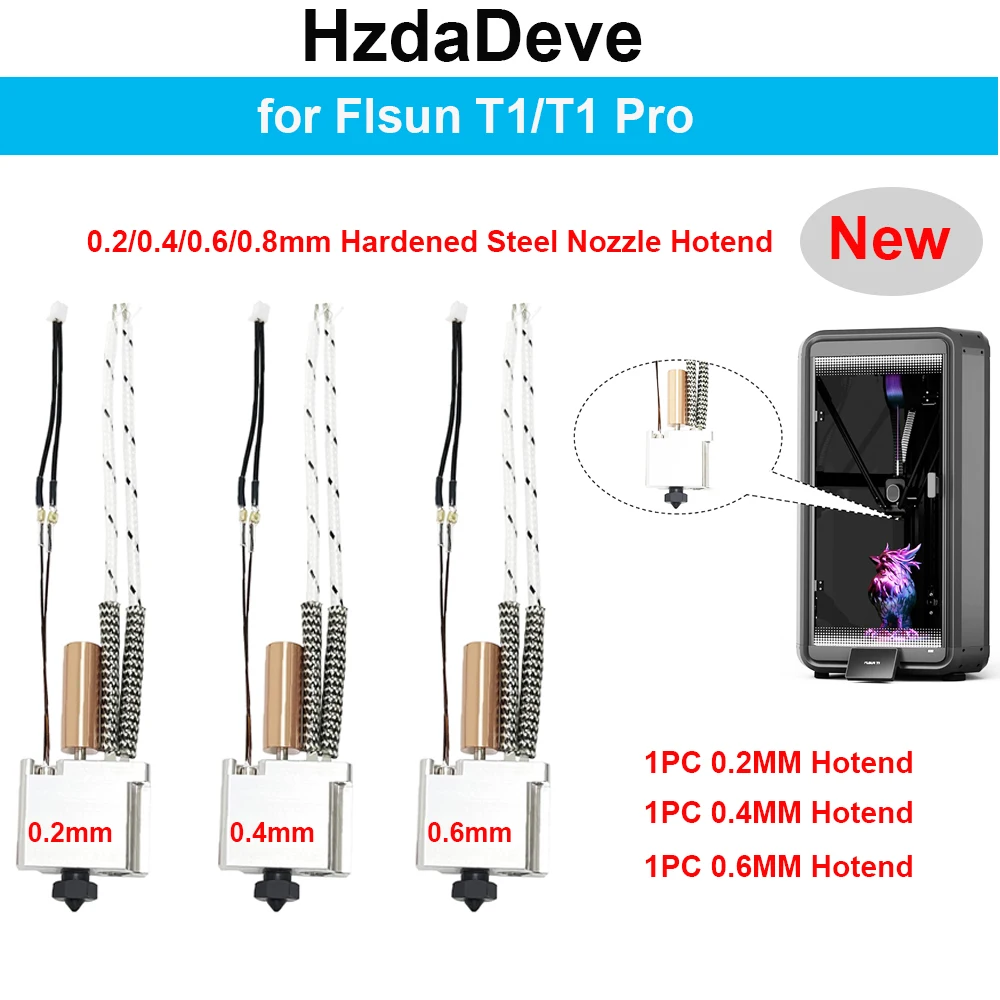 

Обновление различных размеров сопла из закаленной стали 0,2/0,4/0,8 мм Hotend для Flsun T1/T1 Pro