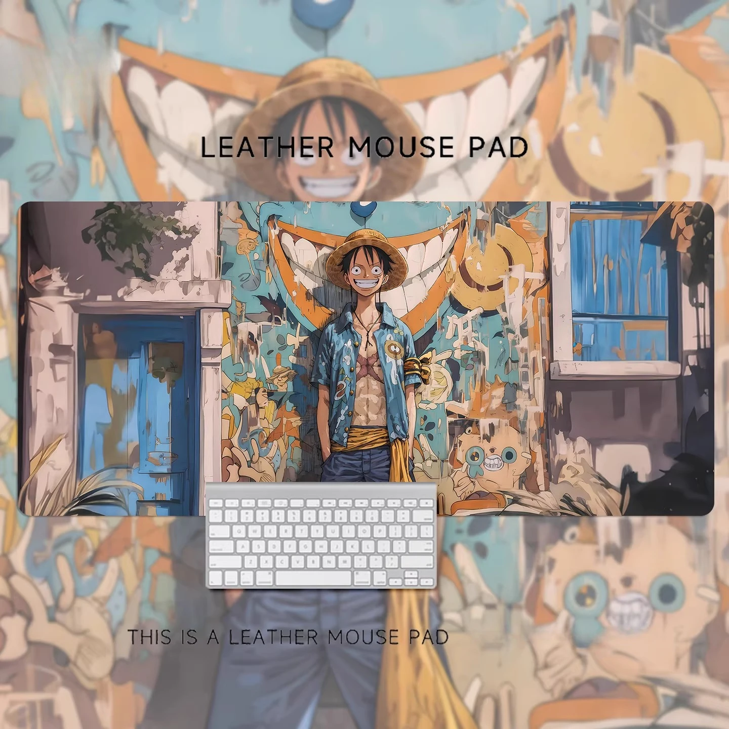 Alfombrilla de Ratón de Cuero de Alta Calidad con Impresión de ONE PIECE, Alfombrilla Antideslizante Extra Grande de Luffy para Escritorio de Computadora o Estación de Trabajo