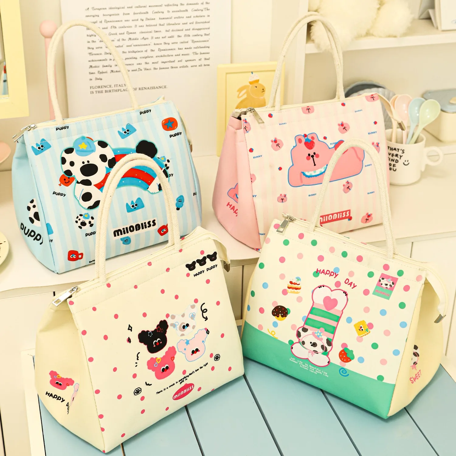 Hochwertige, süße Lunchbox-Tasche. Büroangestellte und Studenten tragen eine Lunchbox-Tasche mit Aluminiumfolie und Wärmeisolierung. Tragbare, große Lunchbox-Tasche.