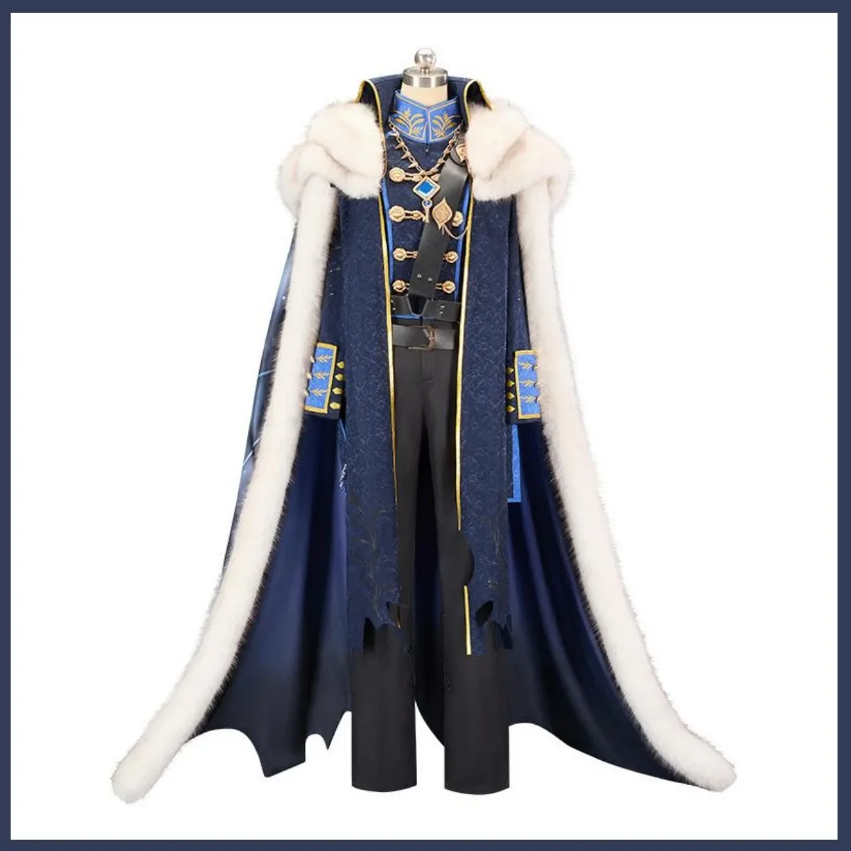 Game Identity ⅤAlva Lorenz Hermit Warden Cosplay Costume Long Fur Collar Cloak Uniform Vest Wig Man Christmas Carnival Suit