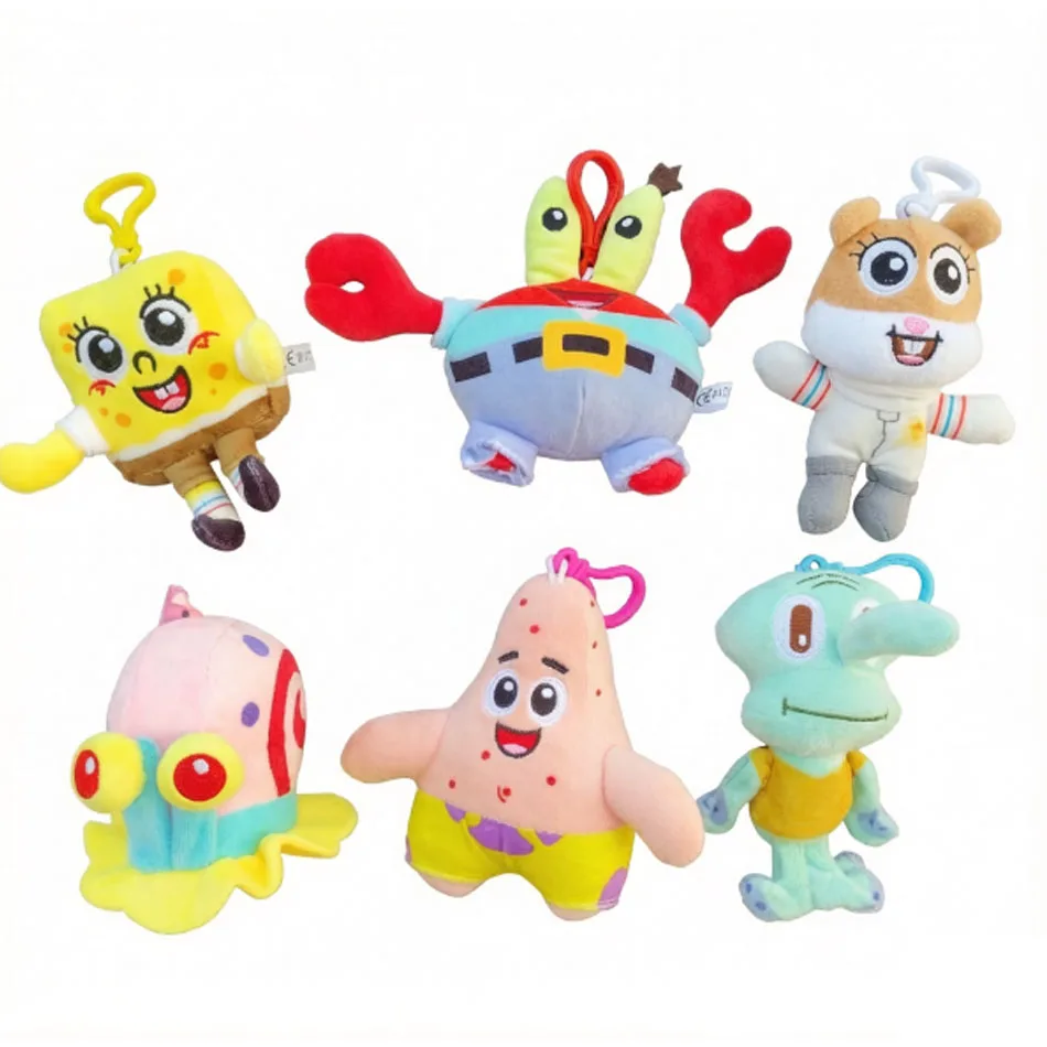 Oferta Imperdível: Bonecos de Pelúcia Pequenos de 10cm do Bob Esponja, Patrick Estrela, Gary e Squidward Tentáculos – Pingentes para Bolsas, Presentes de Natal e Aniversário