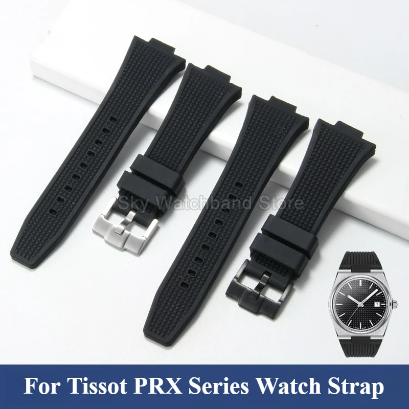 Stylish Elegant Silicone Watchband for Tissot PRX 12x26mm Light Scratch Proof Special Interface Waterproof Corrosion Resistant