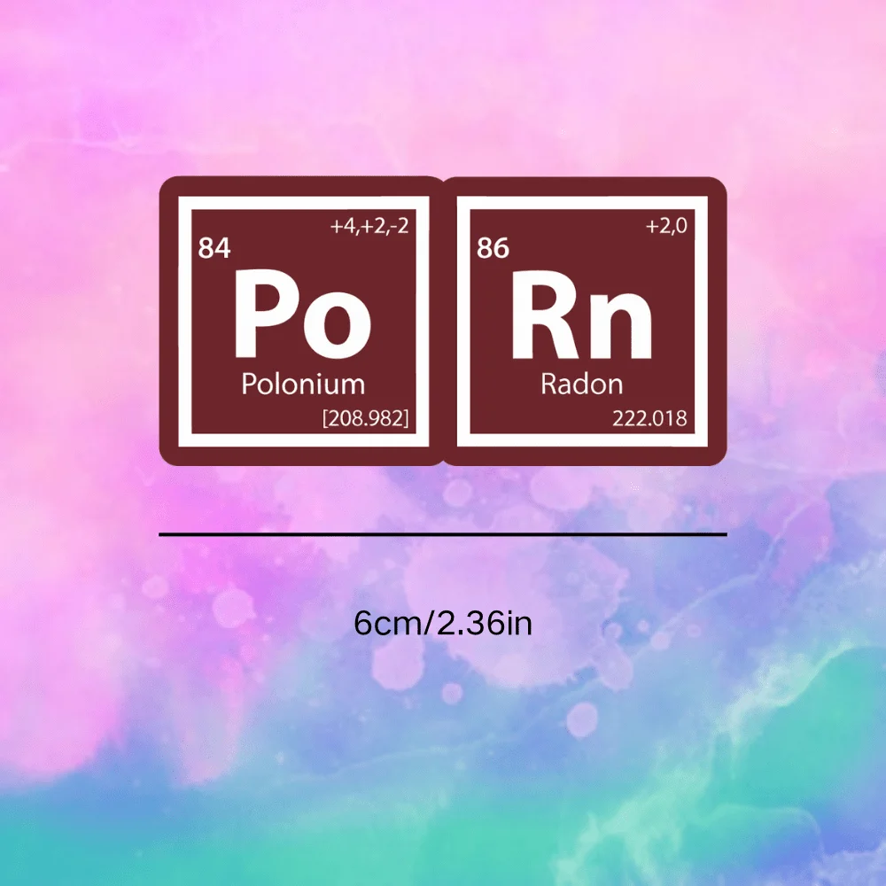 1Pc Funny Periodic Table Po Rn Element Stickers Waterproof Vinyl For Car Window Laptop Water Bottle Decor