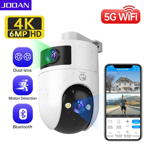 JOOAN 4K cámara de vigilancia WiFi para exteriores lente Dual externa 5G Wifi cámaras IP seguimiento automático cámara PTZ de seguridad CCTV Audio Video