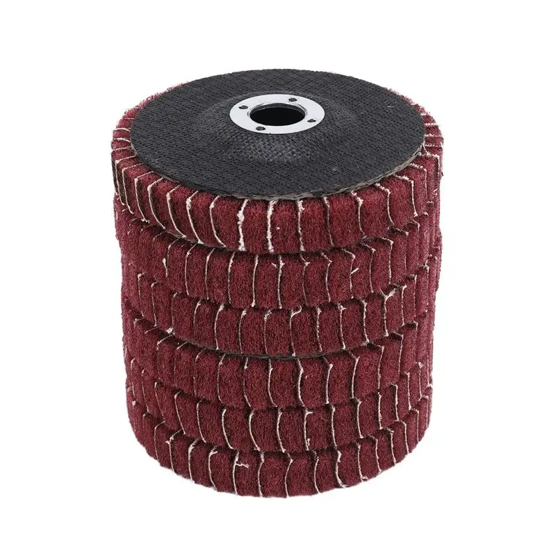 

ABJT-6PCS 4 Inch 240 Grit Red Nylon Fiber Flap Discs With Sandpaper,Perfect For Paint Remove & Stainless Steel Tube Polishing