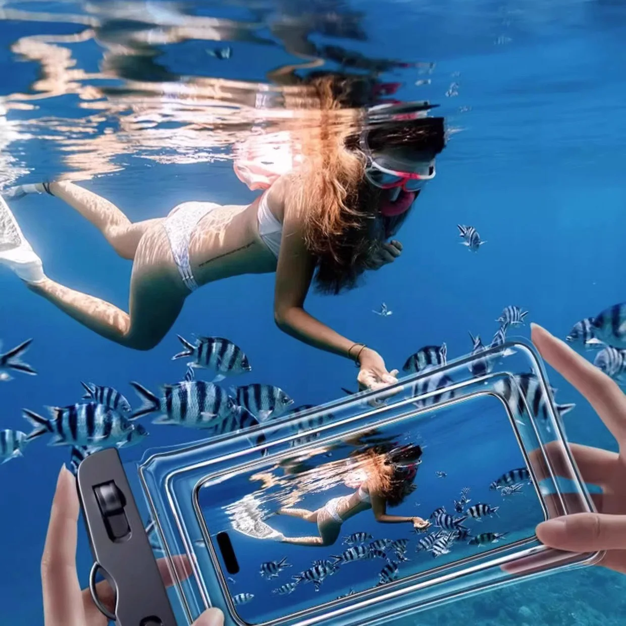 

Mobile Phone Waterproof Bag With Touch Screen Swimming Specific Takeaway Rider Equipment Beach Diving Bubble Sealed Waterproof M