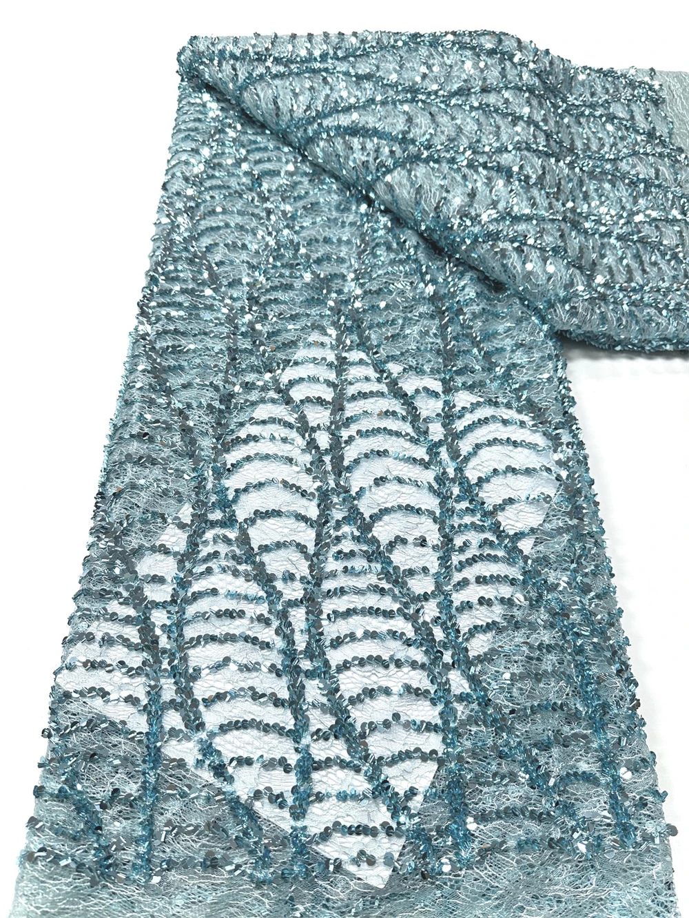 

French Mesh Lace 2026 Fabrics Embroidery Sequins Tulle Beaded African Fabric for Women Party Dresses 5 Yards Sewing Dress Meter