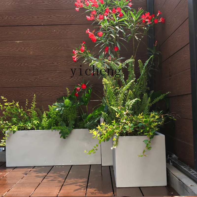 

Long Strip Combination Flower Box Courtyard Terrace Balcony Extra Large Flower Tray Outdoor Crack-Resistant Horse trough