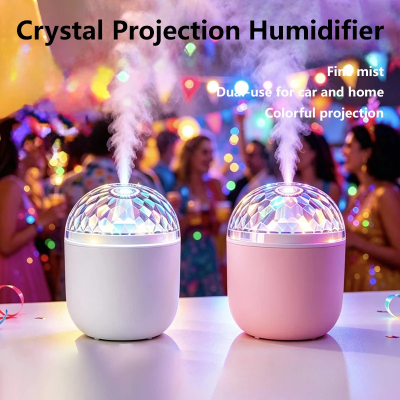 Creative Humidifier With Colorful Projection Lamp Heavy Fog Water Replenishment USB Car Home Office Desktop Mini Humidifier