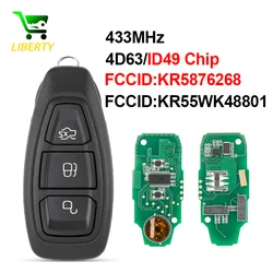 Liberty KR5876268 ID49 KR55WK48801 4D63+/83 Chip 433MHz Smart Remote Control Car Key Fit for Ford Fiesta Kuga 2016 2017 2018