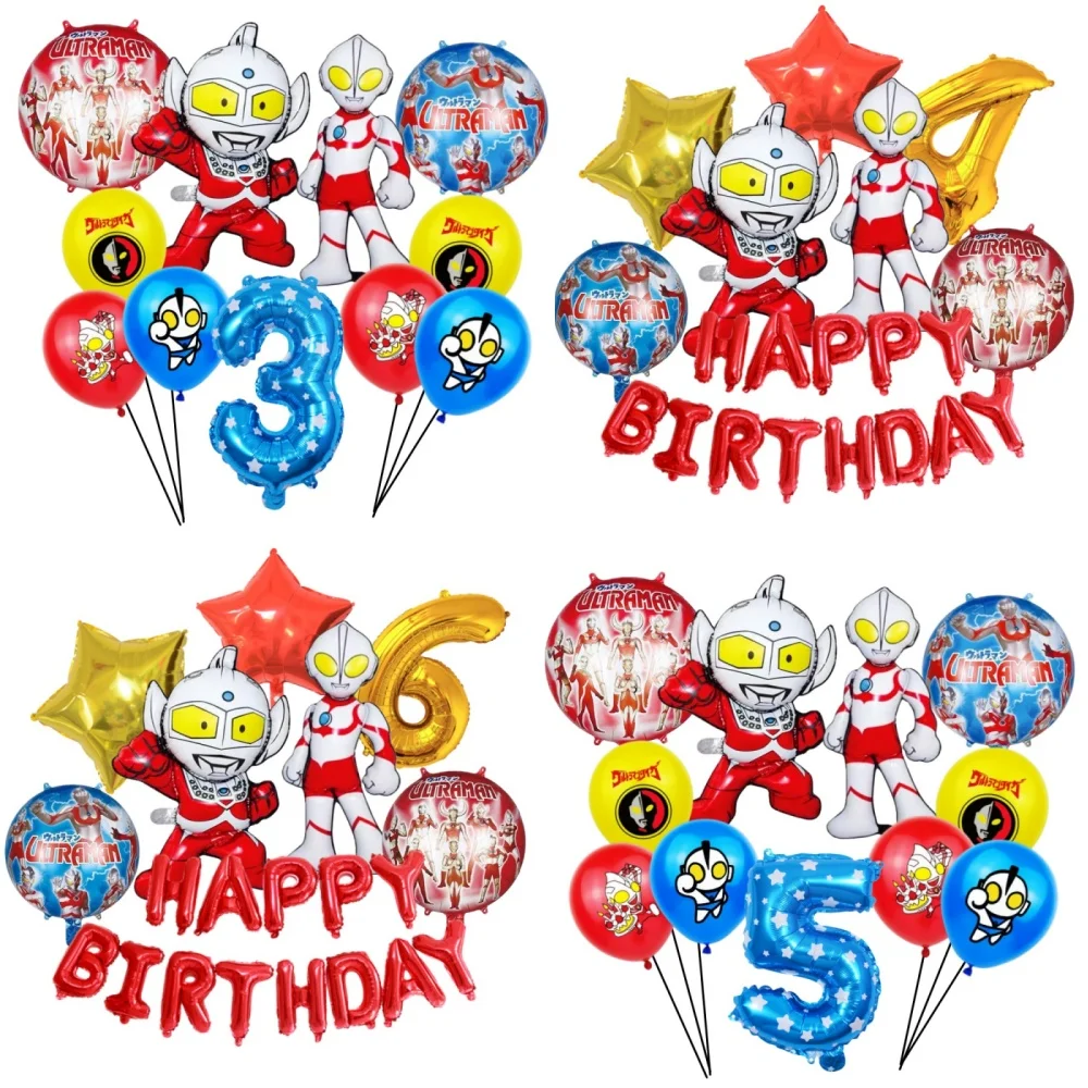 

Ultraman Themed Birthday Party Decor Cartoon Red 16inch Aluminum Foil Banner Balloons Kid Happy Balloon Supplies Baby Shower Toy