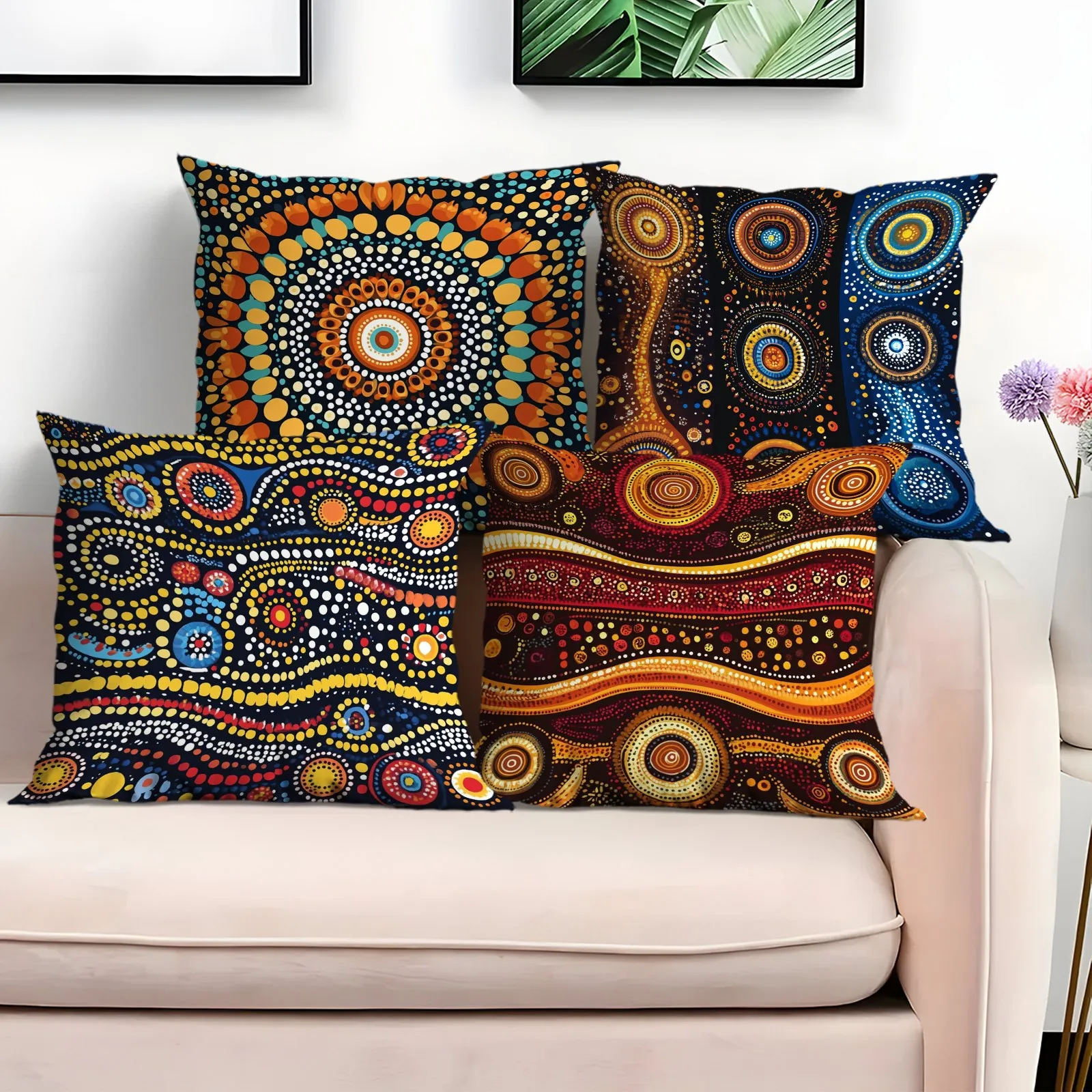 Ultra-Soft Pillowcases - Indigenous Art | No Pillow Core, All Seasons, Christmas Thanksgiving, Indoor Outdoor Car Bed Sofa