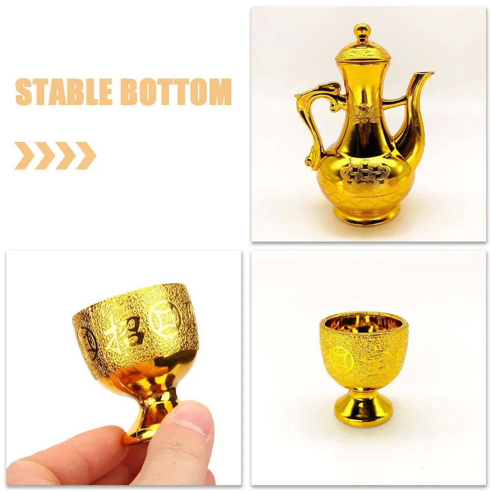 1Set Offering Cups Set Deluxe Plastic Buddhist Sacrifice Cup Pot Altar Decor Dragon Phoenix Auspicious Gift