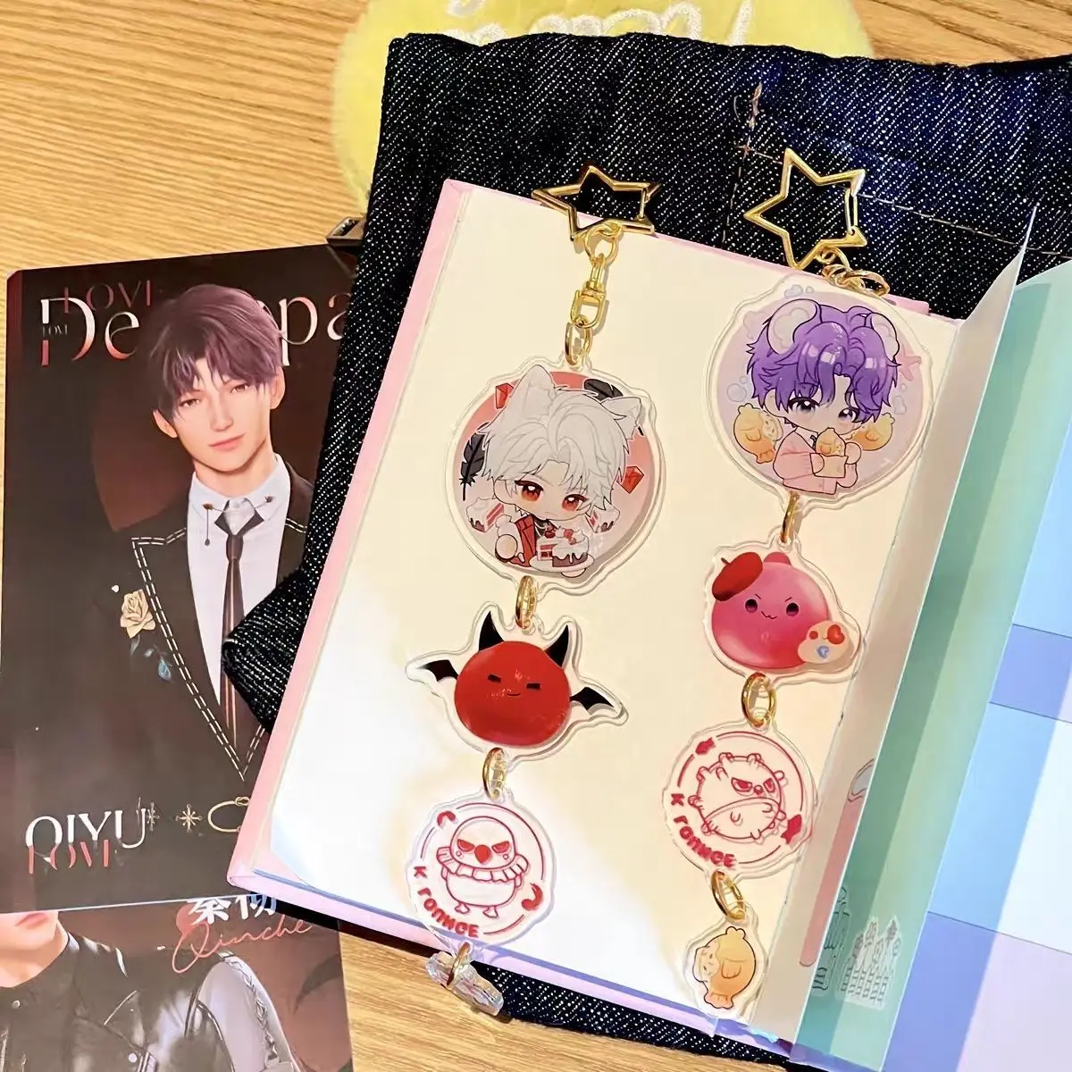 Game Love and Deepspace Keychain Xavier Zayne Rafayel Sylus Cosplay Cartoon Figure Acrylic Keychains Bag Pendant Accessories