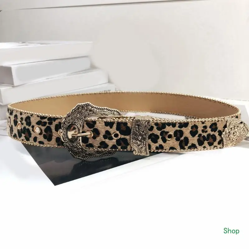 

Dropship Women Decorative Jeans Belt Subculture Leopard Print Pants Belt Cool Waistband