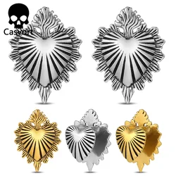 Casvort 2 PCS New Fashion Heart Ear Tunnel Plug Piercing Expander Body Jewelry Earrings Gift Stretched Lobe Stainless Steel