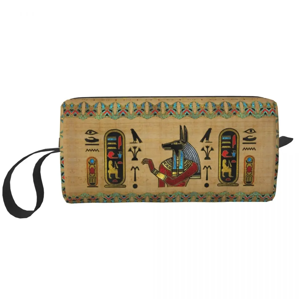 Egyptian Anubis Ornament Large Makeup Bag Beauty Pouch Travel Cosmetic Bags Ancient Egypt Myth Storage Bag for Unisex