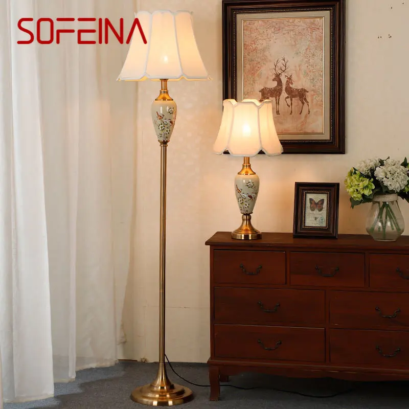 SOFEINA Chinese Ceramics Floor Lamps Standing LED Modern Creative Fashion Table Light For Home Living Room Bedroom Bedside