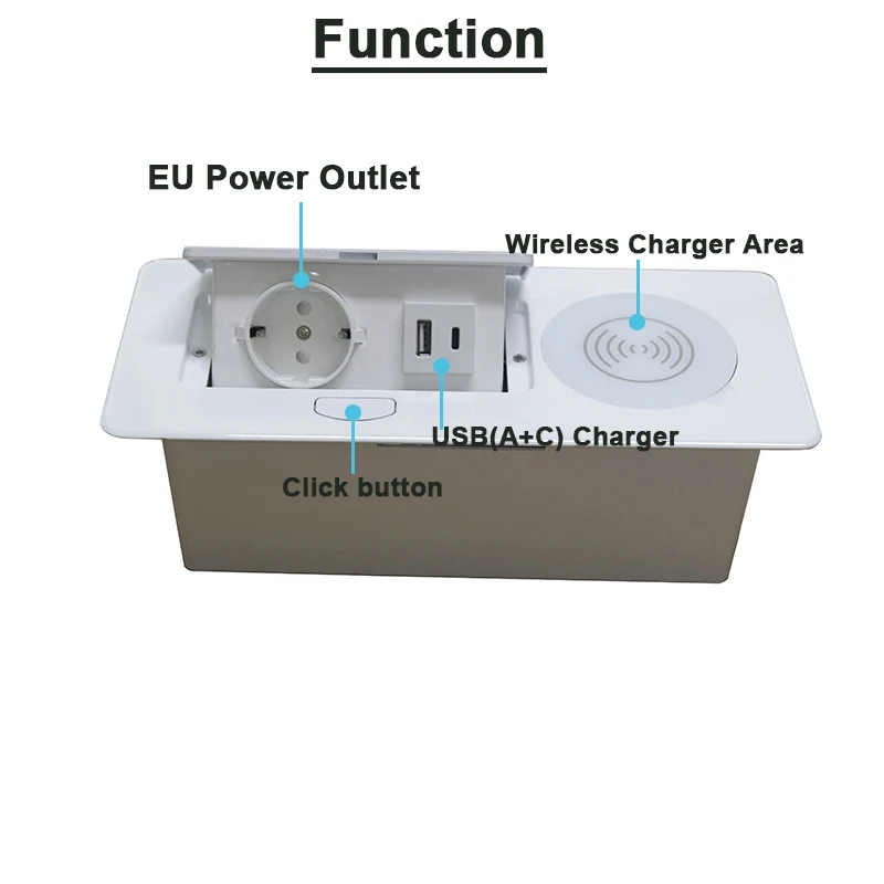 Imagem -05 - Umedecimento Popup Desktop Tomada Elétrica com Usb tipo c e Carregador sem Fio para o Telefone Soquete Cores para Opcional Ac100250v