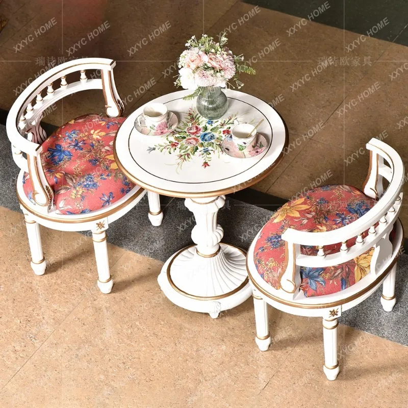 Ruishio lazer ao ar livre sofá cadeira pintada conjunto de mesa redonda sala estar varanda uma mesa duas cadeiras pátio poltrona