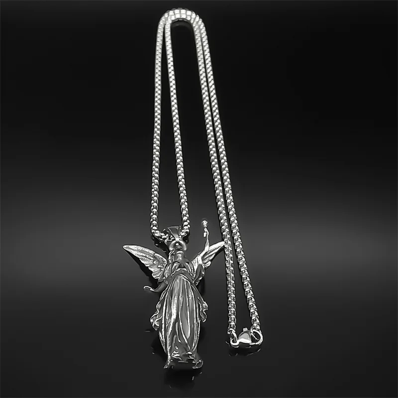 Klassische Gebet Schutzengel Segen Engel Anhänger Halskette Für Frauen Männer Edelstahl Schwarz Mode Gothic Kette Schmuck – Detail 4