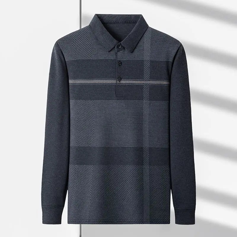 

Men's Polo Shirts Solid Color Long Sleeve Polo Shirts for Men New Spring Social Business Polos Male Clothing Apparel X46
