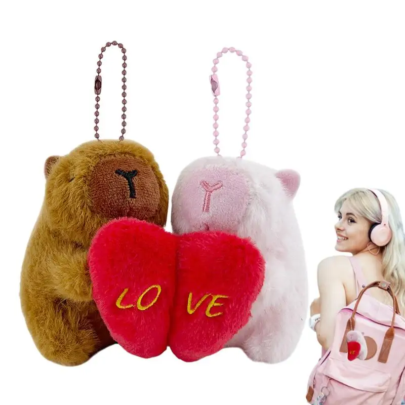 1 Pair of Magneticed Couple Capybara Plush Keychain Cute Creative Magneted Backpack Pendant Plush Toy Girls Holiday Gifts