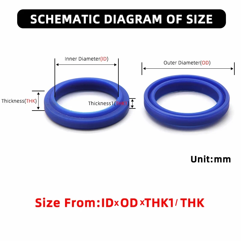 1/2Pcs ID 10-160mm DHS Type Hydraulic Cylinder Oil Sealing Ring Polyurethane Gasket Round Dust Ring For Piston Rod Shafts