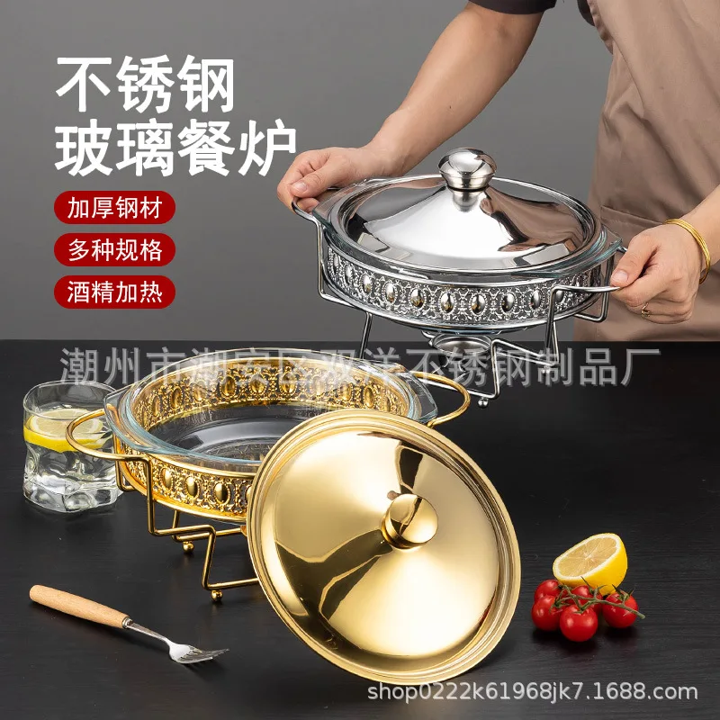 Cross-border Supply Heat-resistant Glass Buffet Buffet Buffet Hotel Restaurant Food Insulation Heating Alcohol Stove Constant