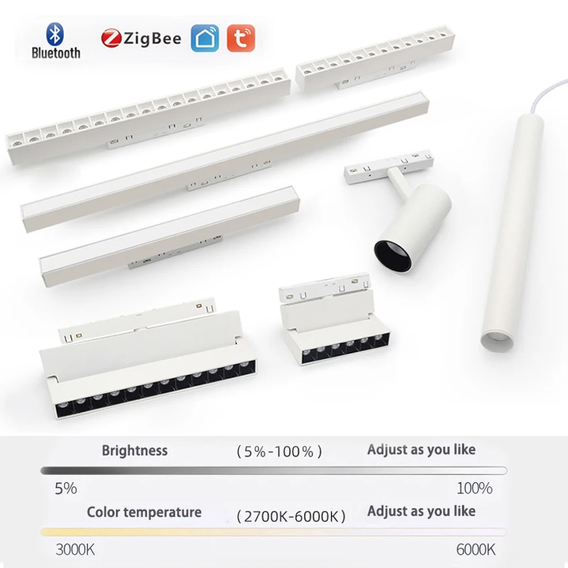 Modern Magnetic Track Lights LED Ceiling Lamp Rail Magnetic Light Fixture APP Smart System Adjustable Grille Spotlight