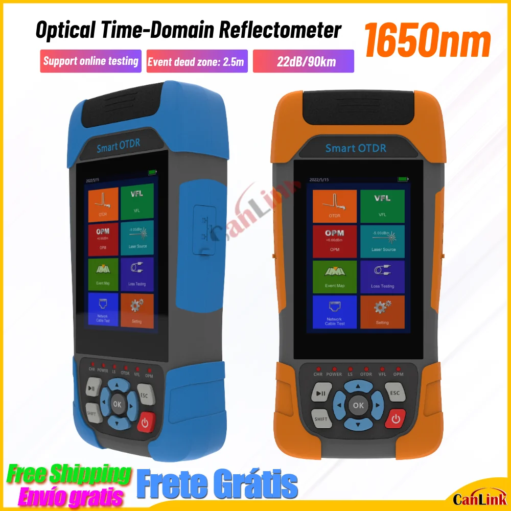 MINI HJ1000 OTDR 1650nm 22dB OTDR Active Fiber Reflectometer Live Test VFL OLS OPM Event Map Ethernet