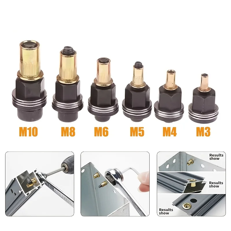 Rivet Nut Tool Drill Adapter M3 M4 M5 M6 M8 M10 Simple Installation Electric Manual Cordless Riveter Metal License Plate