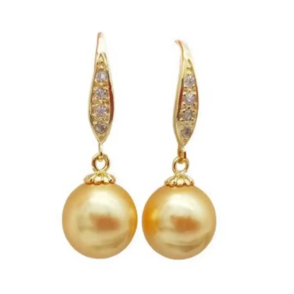 

Fashion Golden Shell Pearl Dangle Earrings 14K Women Stud Handmade Jewelry Dangling Gemstone