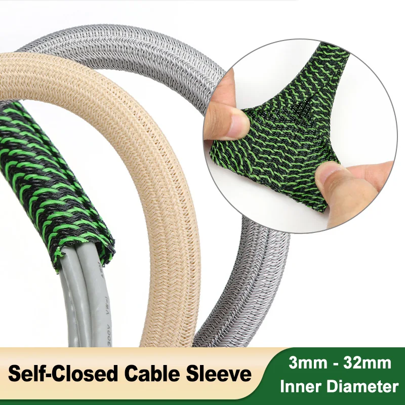 Self-Closed PET Flame Retardant Split  Sleeved  3 5 8 10 13 16 19 25 32mm Insulated Cable Sleeve Car Line Power Wrap Protective