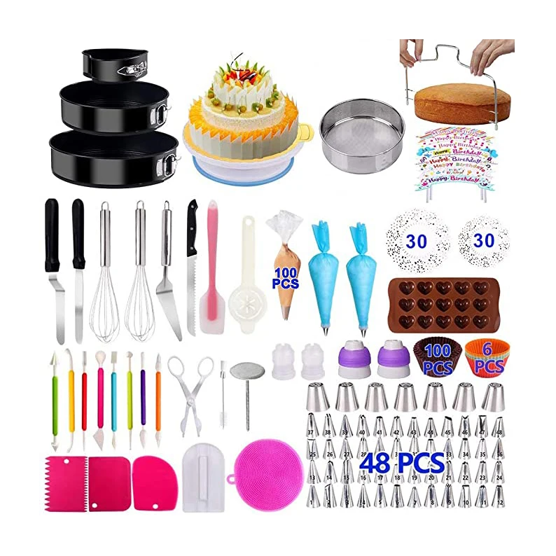 

Cake Tools 340Pcs Set Making Baking Pastry Supplies Kit Set Accessories Piping Bag Cake Decorating Tools and Equipment