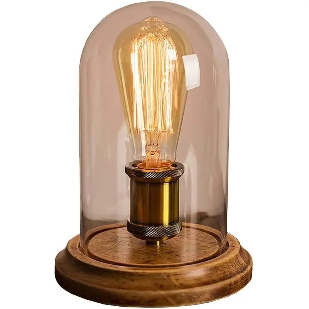 

Surpars House armhouse Table Lamp, Vintage Desk Decor with Glass Shade, Edison Bulb Included