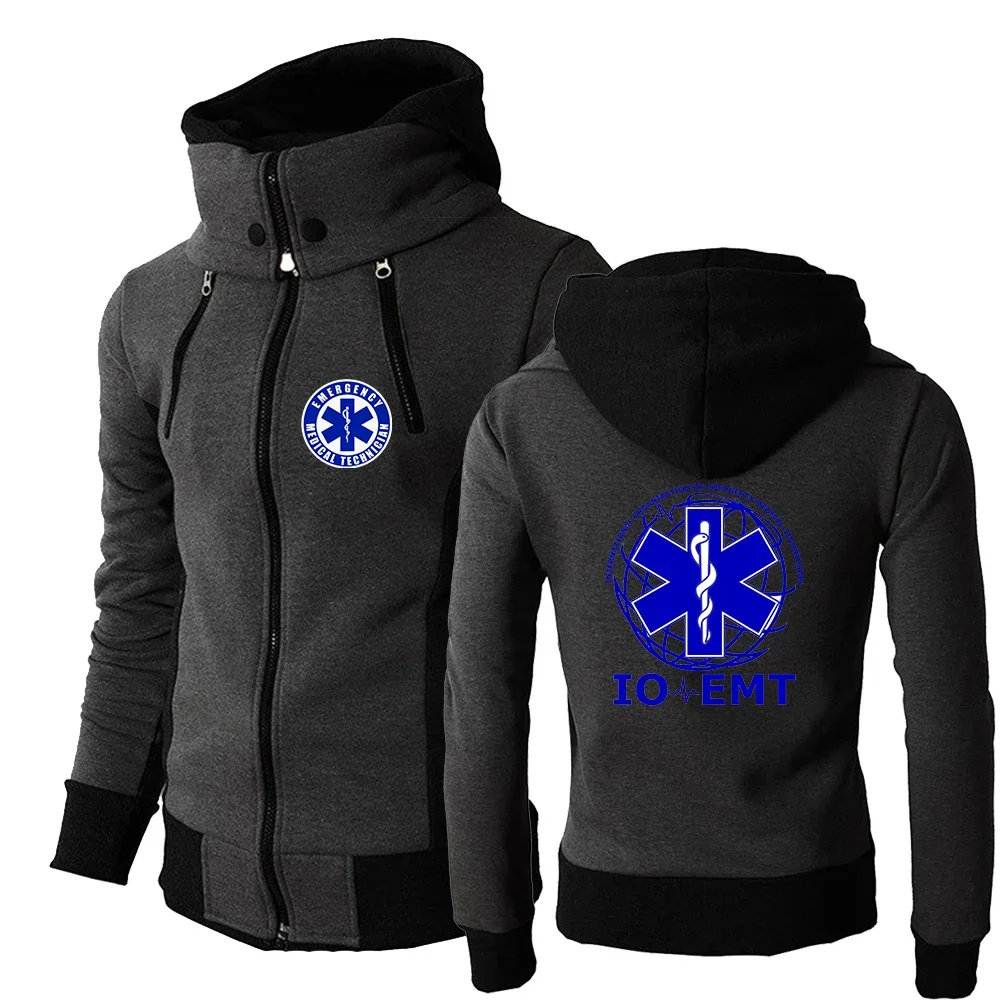 

EMT Paramedic Emergency Medical 2024 Men Solid Color Hoodie Zipper High-quality Style Fallow Comfortable Sports Sweater Tops