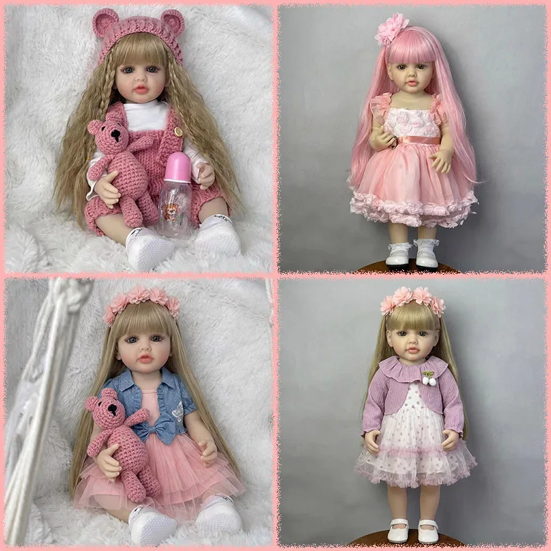 22inch Betty Full Vinyl Body Reborn Toddler Long Hair Multiple Layers Painting Lifelike Princess Doll For Collectible Gift
