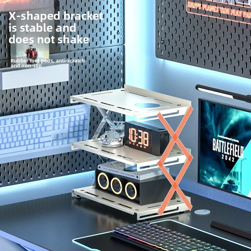 New Desktop Storage Shelf, Bookshelf, Multi-layer Finishing Shelf, Bluetooth Figure E-sports Table Storage, Folding Shelf