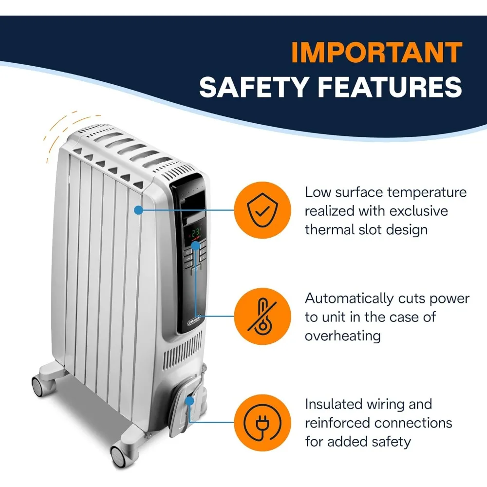 Digitale oliegevulde radiatorverwarmer, 1500 W elektrische ruimteverwarmer, programmeerbare timer, energiebesparing, volledige kamerverwarmer, veiligheid