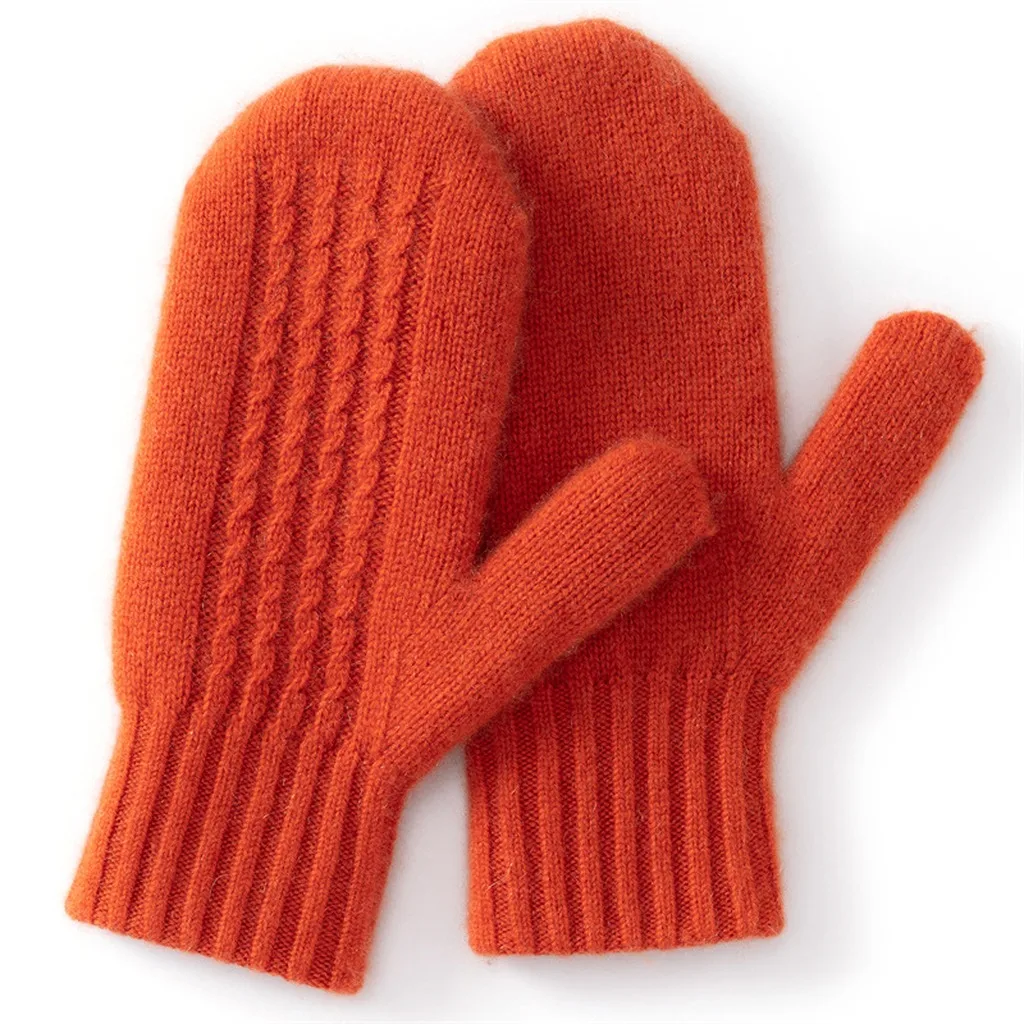 Double Layer Mittens Thick Cable Knit Mittens Winter Warm Gloves Warm Knitted Cashmere Gloves For Women Winter Styling Everyday